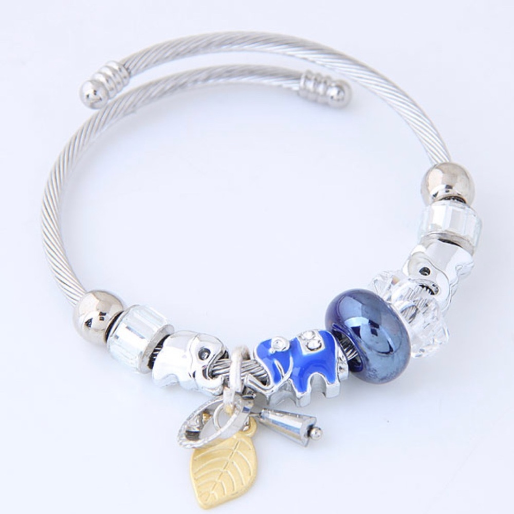 Blue Elephant Trinket Wrap Bracelet
